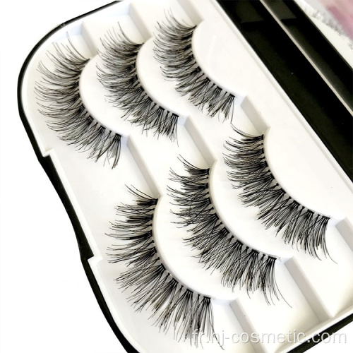 Approvisionnement direct d&#39;usine 3 paires de marques privées False Eyelashes / Fales lashes Vente en gros Cheap Eyelashes 3D cils de vison